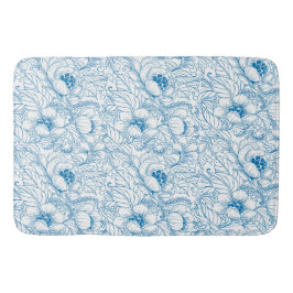 Alfombrilla De Baño Bath Mat Floral Blue