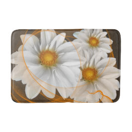Alfombrilla De Baño Bath Mat Flores Naranja blanco negro