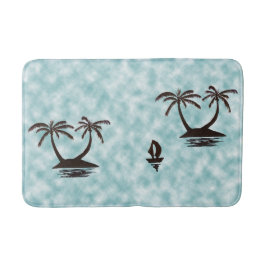 Alfombrilla De Baño Bath Mat - Islas Tropicales y Barco