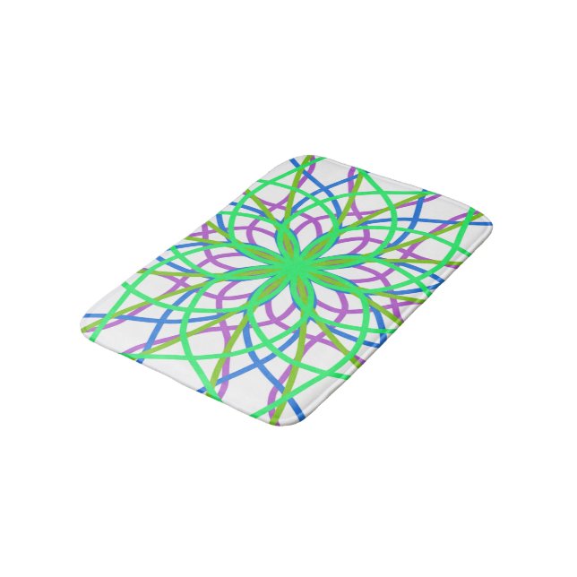 Alfombrilla De Baño Bath Mat Kaleidoscope Mandala Flower Art (Angular)