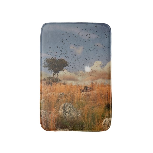 Alfombrilla De Baño Bath Mat Lonely Tree And Birds (Frente vertical)