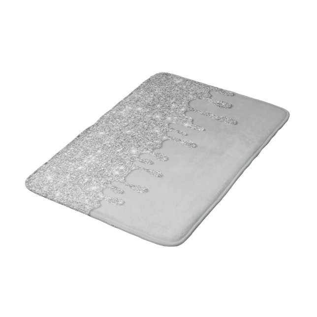 Alfombrilla De Baño Bath Mat, Purpurina de goteo plateado (Angular)