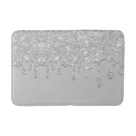 Alfombrilla De Baño Bath Mat, Purpurina de goteo plateado