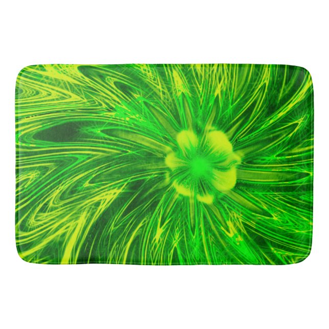 Alfombrilla De Baño Bath Mat Resumen Líneas Flor Verde (Anverso)