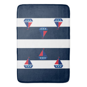Alfombrilla De Baño Bathmat - Barco de vela de franjas azules