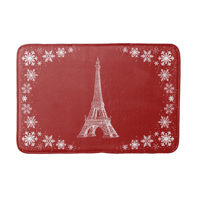 Alfombrilla De Baño Bathmat blanco rojo de la nieve en París (Anverso)