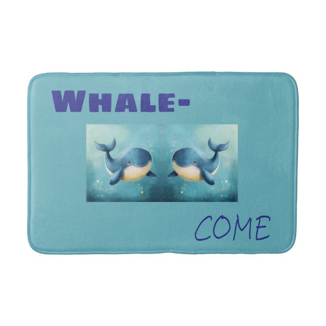 Alfombrilla De Baño Bathmat de ballenas, decoración de baño, (Anverso)