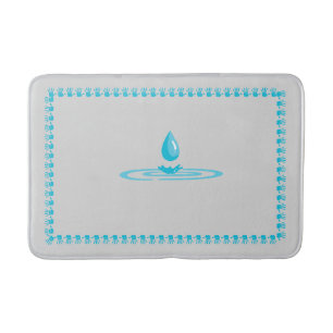 Alfombrilla De Baño Bathmat de borde azul con elegante gota de agua