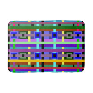 Alfombrilla De Baño Bathmat de cuadrados y líneas