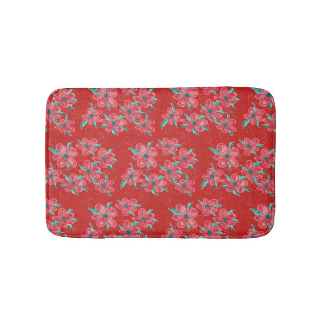Alfombrilla De Baño Bathmat de flores rojas (Anverso)