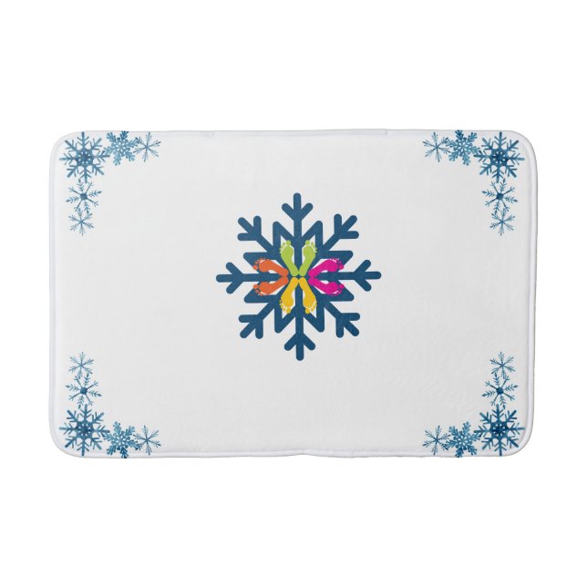 Alfombrilla De Baño Bathmat de patrón de copos de nieve (Anverso)