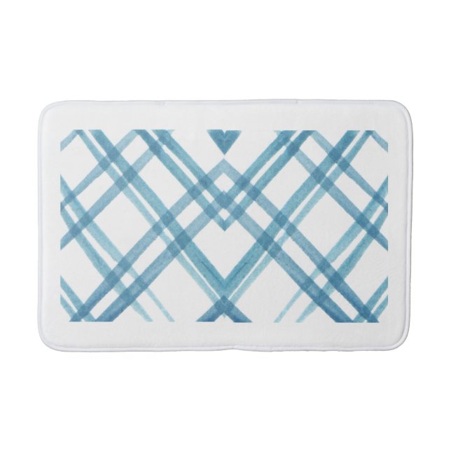 Alfombrilla De Baño Bathmat de patrón geométrico - azul contemporáneo  (Anverso)