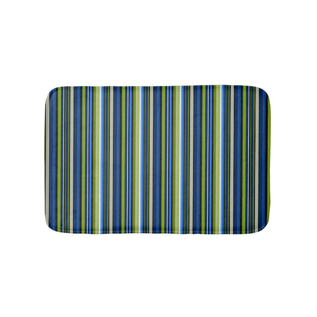 Alfombrilla De Baño Bathmat rayado azul y verde (Anverso)