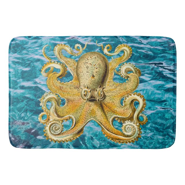 Alfombrilla De Baño Bathmat Retro Oro Octopus Agua (Anverso)