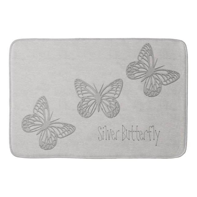 Alfombrilla De Baño Bathmat texturizado con mariposa plateada (Anverso)