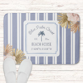 Alfombrilla De Baño Beach House Blue Stripes Coastal Boho Farmhouse