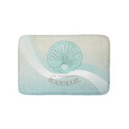 Alfombrilla De Baño Beach House Clam Shell Aqua Blue ID623