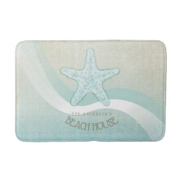 Alfombrilla De Baño Beach House Nautical Starfish Aqua Blue ID623
