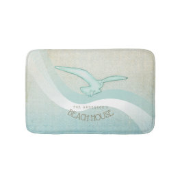 Alfombrilla De Baño Beach House Seagull Aqua Blue ID623