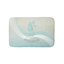 Alfombrilla De Baño Beach House Seahorse Aqua Blue ID623