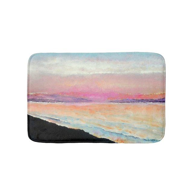 Alfombrilla De Baño Beach Lake Pastel Sunset Art (Anverso)