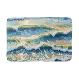 Alfombrilla De Baño Beach Ocean Green Blue Yellow Design 345