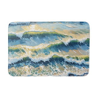 Alfombrilla De Baño Beach Ocean Green Blue Yellow Design 345