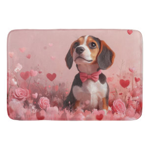 Alfombrilla De Baño Beagle con Rosas - El día de San Valentín