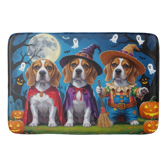 Alfombrilla De Baño Beagle Dogs Calabaza Halloween Gracioso (Anverso)