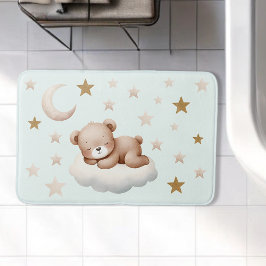 Alfombrilla De Baño Bebé durmiente oso bruja Estrellas Mint Bath Mat