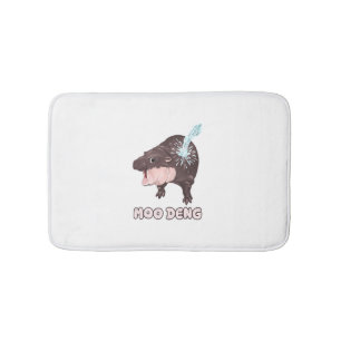 Alfombrilla De Baño Bebé lindo Hippo Moo Deng Bouncy Cerdo en T-Shir t