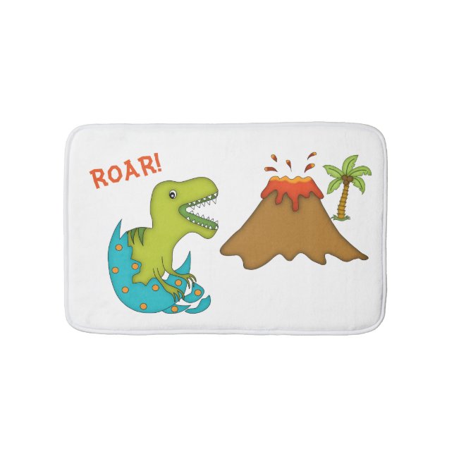 Alfombrilla De Baño Bebé T-Rex con los Volcán-Niños (Anverso)