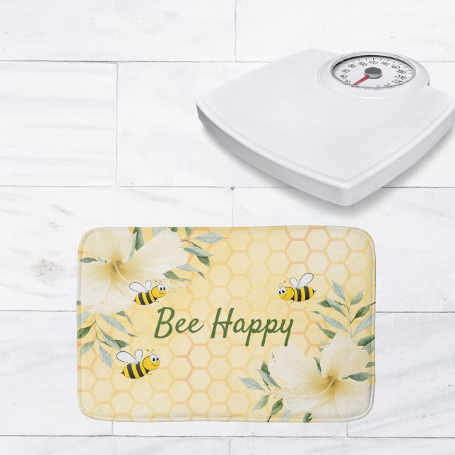 Alfombrilla De Baño Bee Happy bumble abejas amarillo panecillo dulce (Subido por el creador)