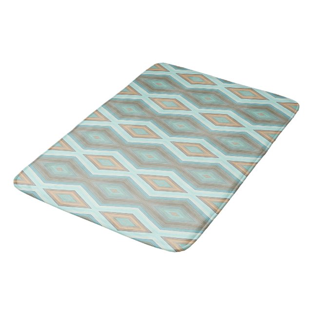 Alfombrilla De Baño Beige Aqua Turquoise Mint Green Square Art (Angular)