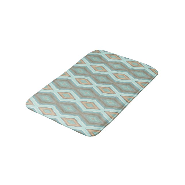 Alfombrilla De Baño Beige Aqua Turquoise Mint Green Square Art (Angular)
