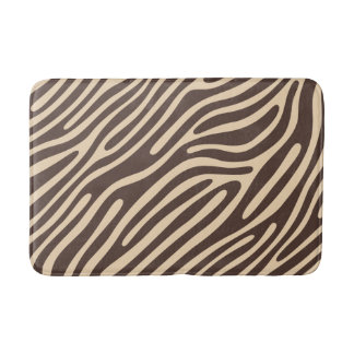 Alfombrilla De Baño Beige Braune Zebra Streifen Druck