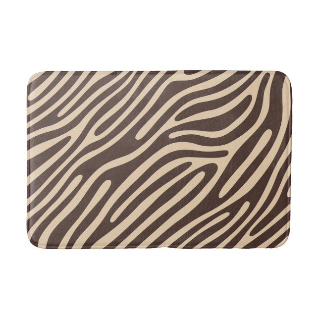 Alfombrilla De Baño Beige Braune Zebra Streifen Druck (Anverso)