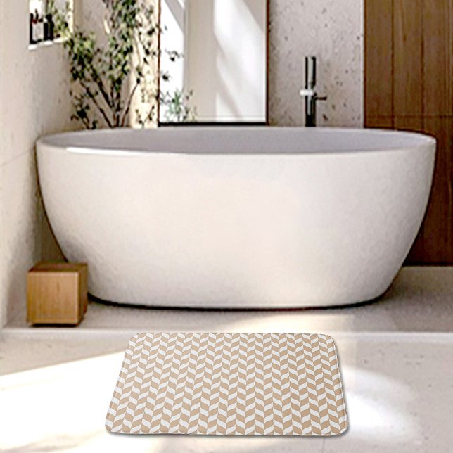 Alfombrilla De Baño Beige Herringbone Pattern Bath Mat (Subido por el creador)