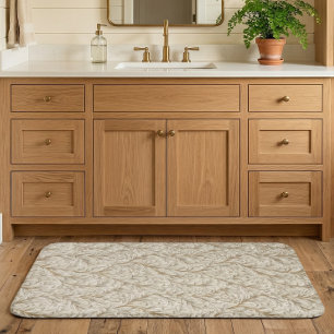 Alfombrilla De Baño Beige Neutro Oro Hoja Botánica William Morris