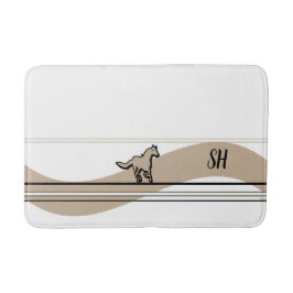 Alfombrilla De Baño Beige Running Horse Design and Initials