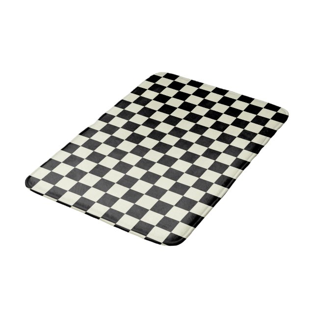 Alfombrilla De Baño Beige with Black Square Pattern (Angular)