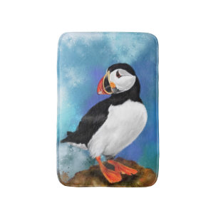 Alfombrilla De Baño Bella pintura de pájaros del atlántico Puffin