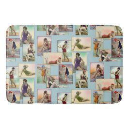 Alfombrilla De Baño Bellezas de baño antiguas en azul