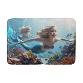 Alfombrilla De Baño Bellísimas Gemelas Sirena - Aventura Submarina