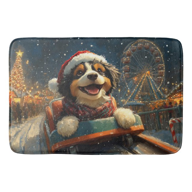 Alfombrilla De Baño Bernedoodle Dog Roller Coaster Navidades (Anverso)