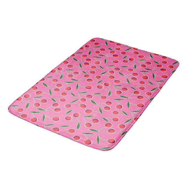 Alfombrilla De Baño Berry Cherry de arte pop rosa caliente (Angular)