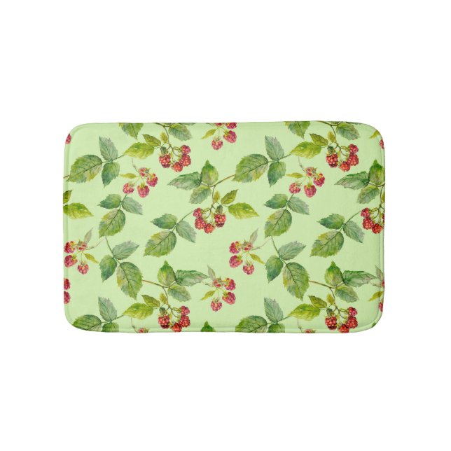 Alfombrilla De Baño Berry saludable: fondo de frambuesa sin mar. (Anverso)
