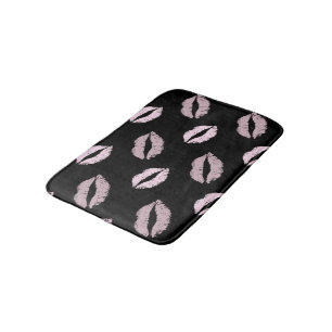 Alfombrilla De Baño Besos Rosados Plateados