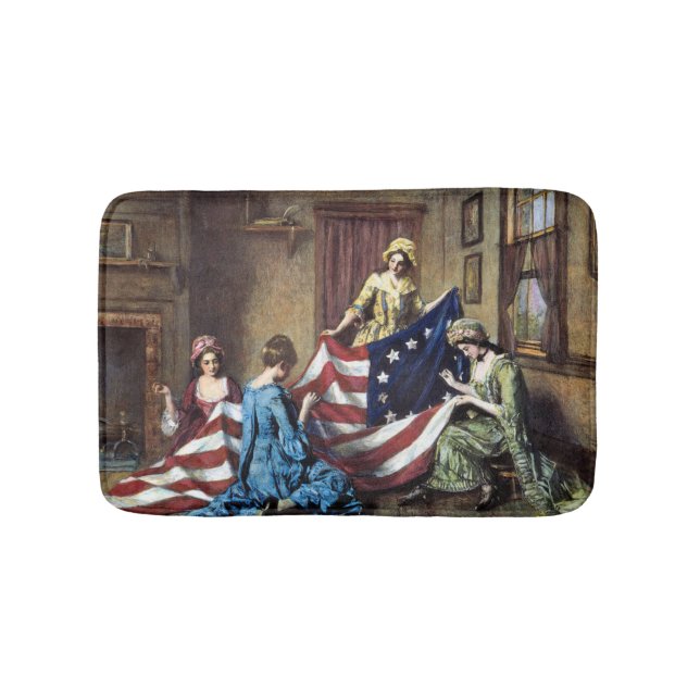 Alfombrilla De Baño Betsy Ross Cosechando la bandera estadounidense (Anverso)