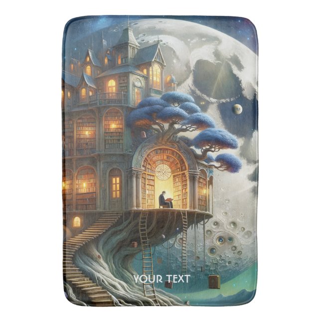 Alfombrilla De Baño Biblioteca Fantasy Cute Boy Moon (Frente vertical)